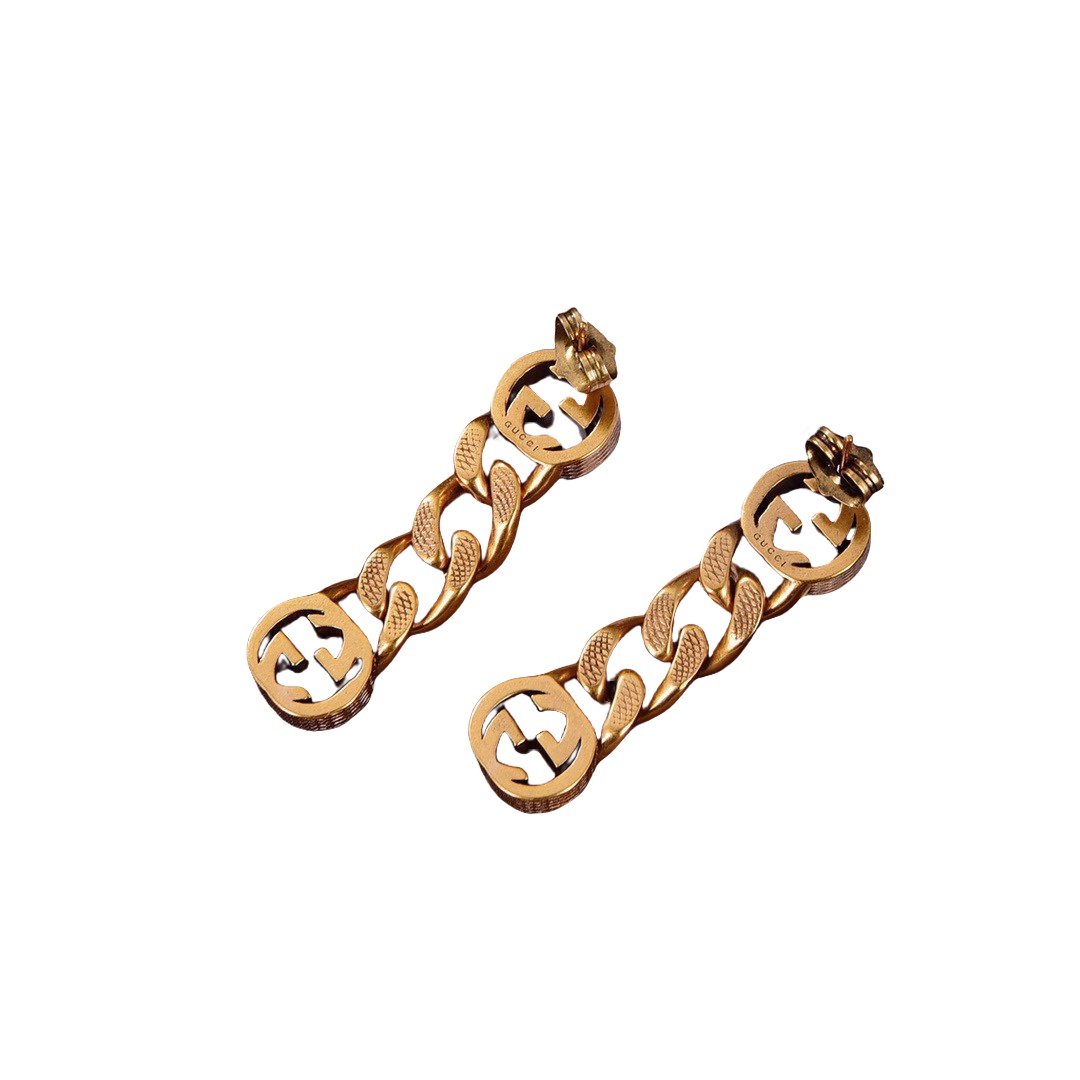 GGE081 Interlocking Double G drop earrings - ccjewelryacc