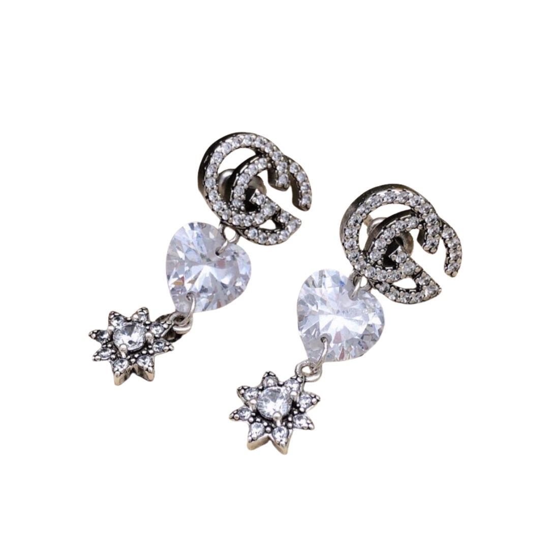 GGE114 Full crystal GG Star drop earring - ccjewelryacc
