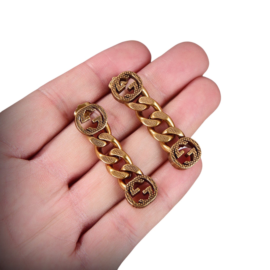 GGE081 Interlocking Double G drop earrings - ccjewelryacc