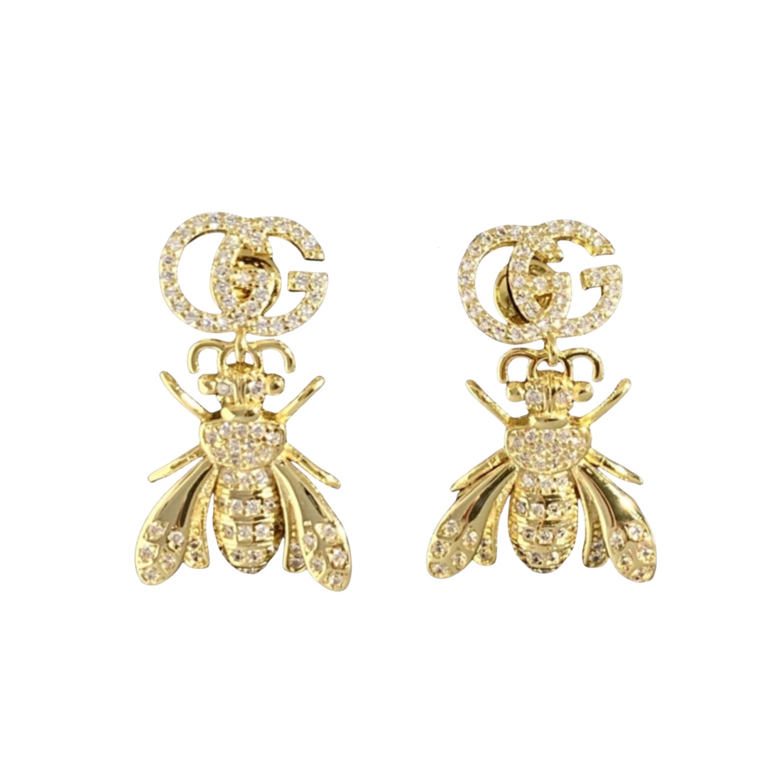GGE108 GG Bee earring in metal and crystal - ccjewelryacc