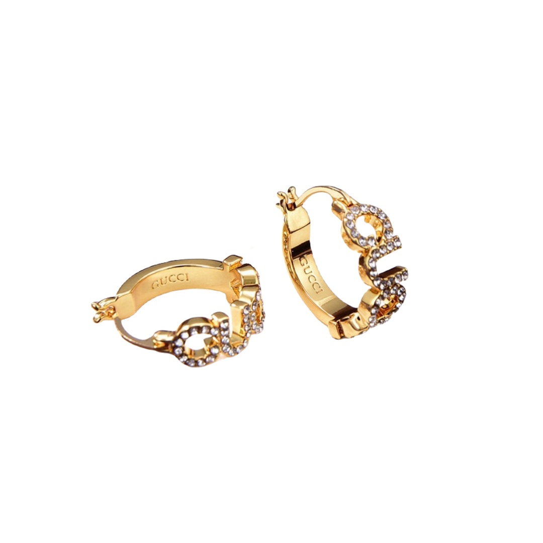 GGE094 GG Hook earring in metal and crystal - ccjewelryacc