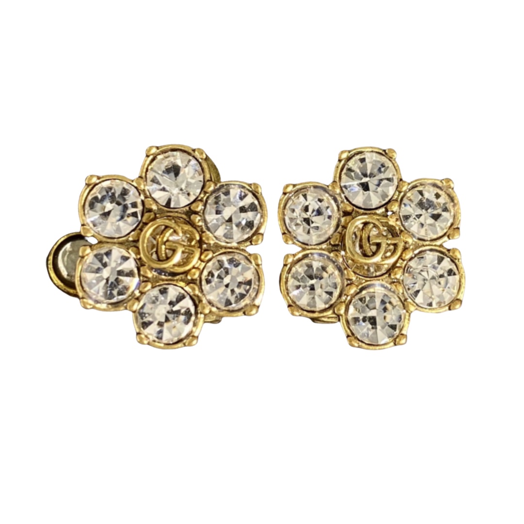 GGE105 GG 6 diamond flower earring clip - ccjewelryacc
