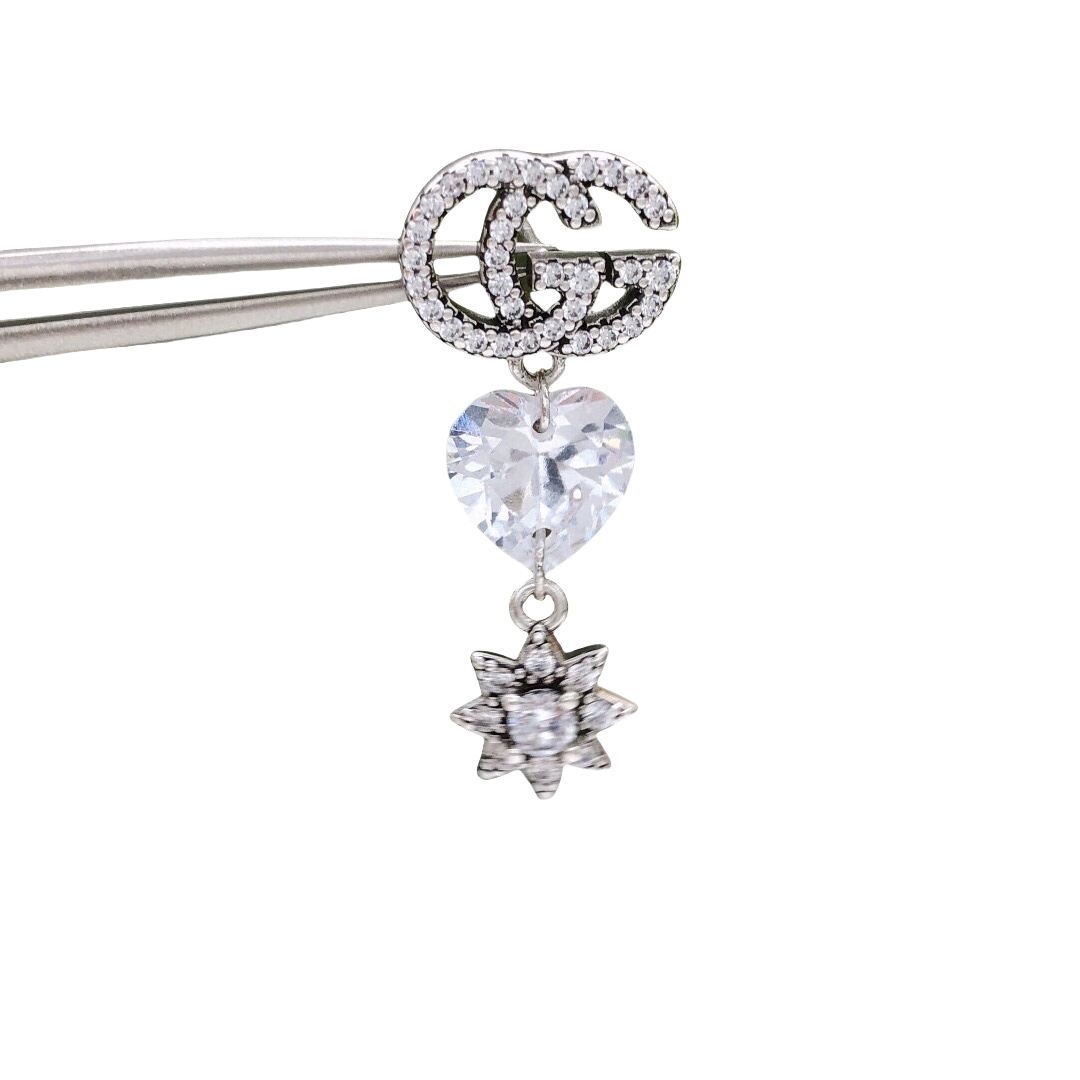 GGE114 Full crystal GG Star drop earring - ccjewelryacc