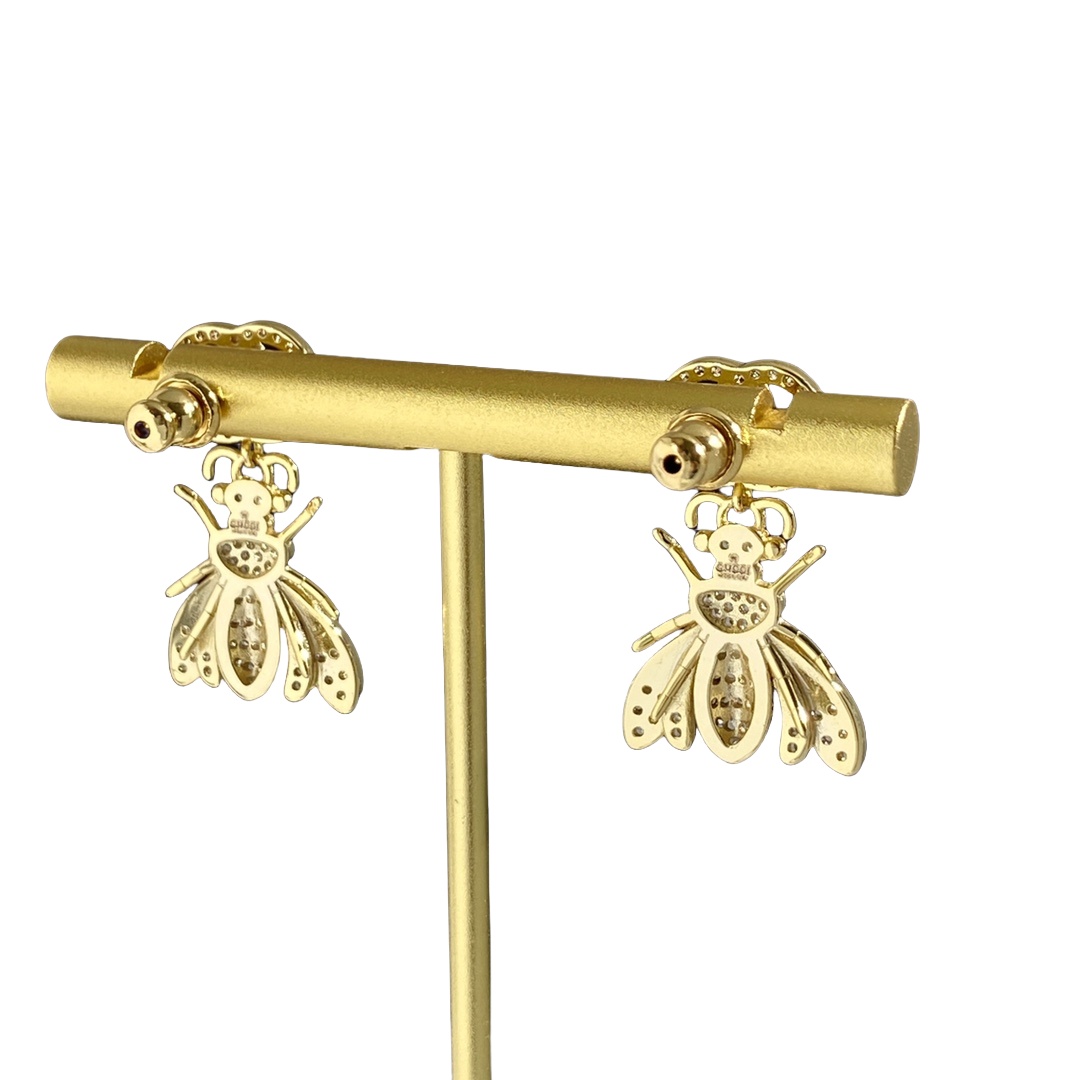 GGE108 GG Bee earring in metal and crystal - ccjewelryacc
