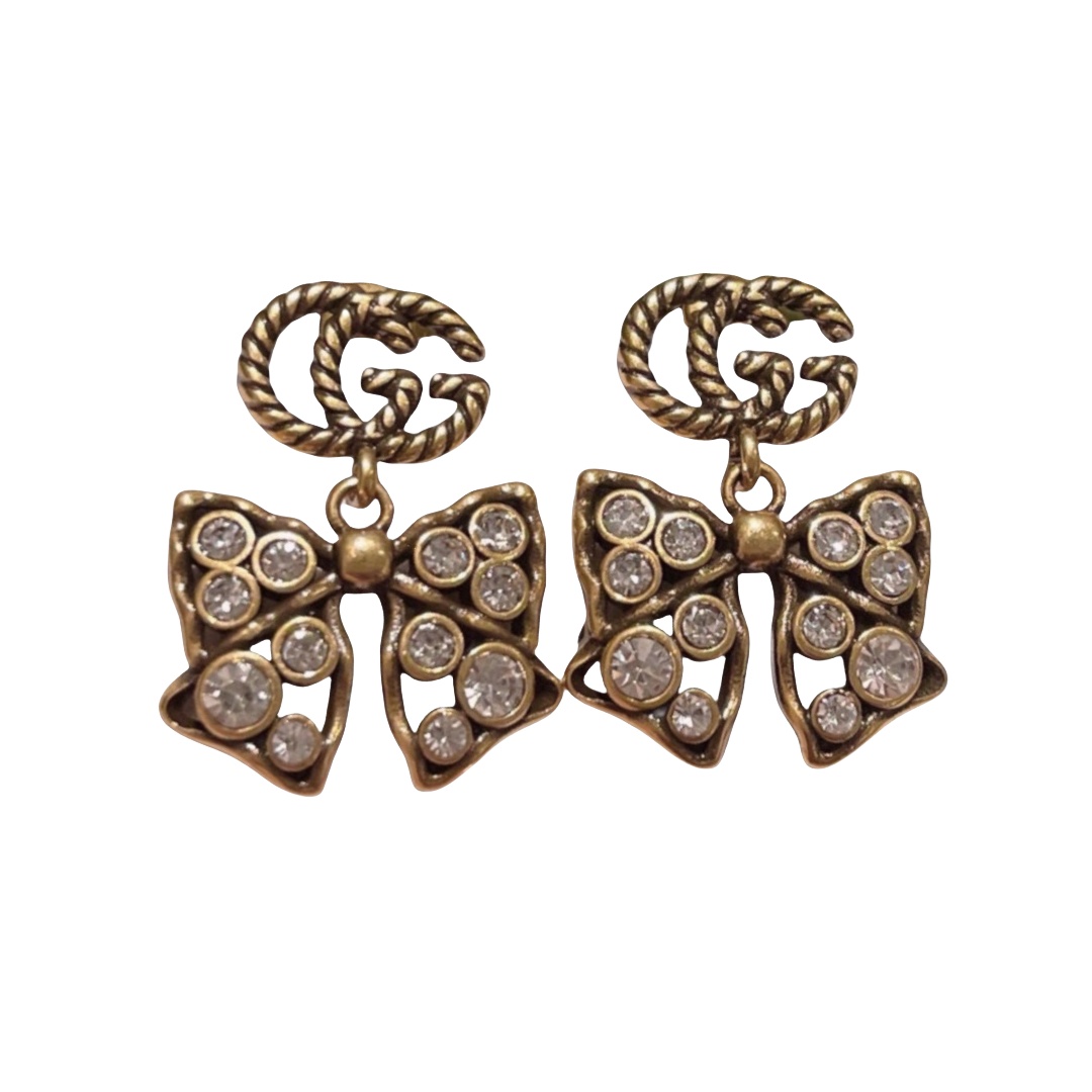 GGE112 GG Vintage butterfly drop earring in metal and crystal - ccfashionjewelry