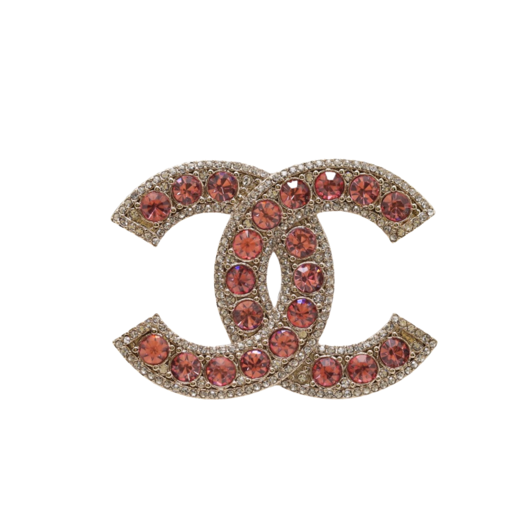 BCB084 CC Pink crystal/Pink pearl brooch - ccjewelryacc