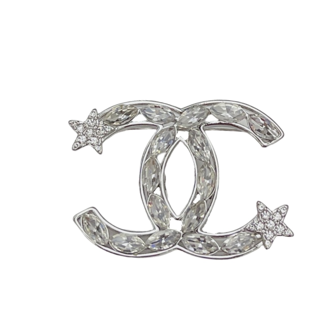 BCB079 Crystal Star and Lemon diamond CC Logo brooch Pin - ccfashionjewelry