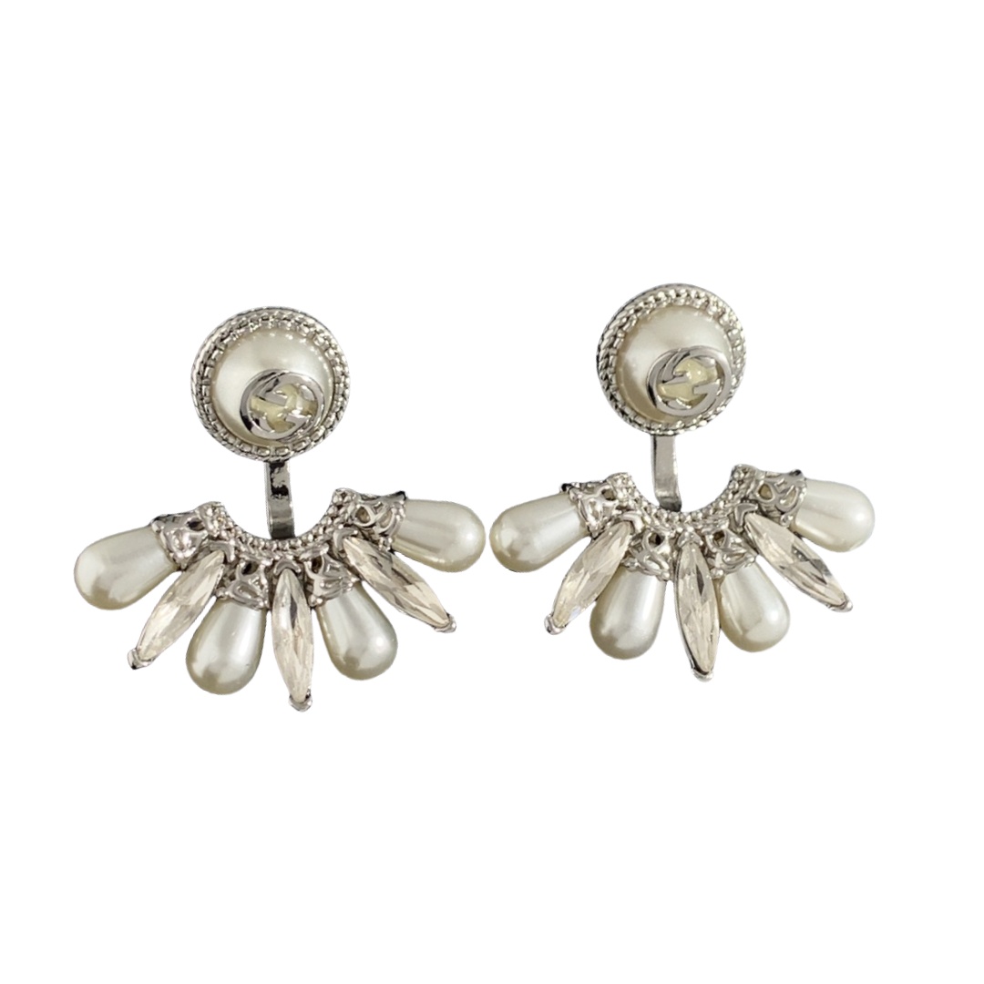 GGE040 GG Fan shape stud earring with diamond - ccjewelryacc