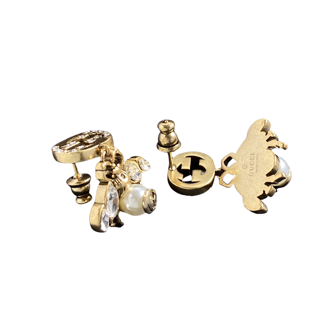 GGE110 GG Bee drop earring in metal and diamond - ccjewelryacc