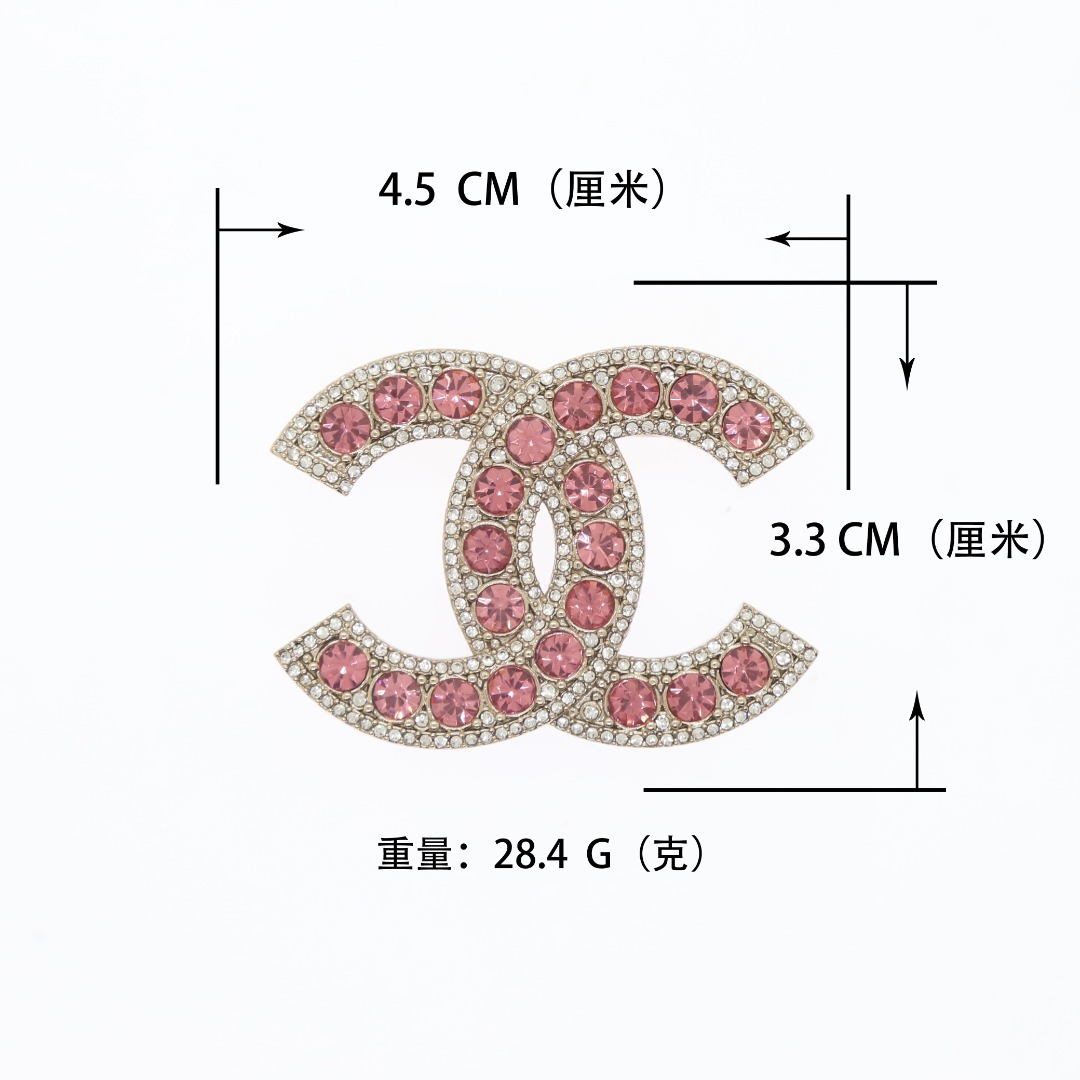 BCB084 CC Pink crystal/Pink pearl brooch - ccjewelryacc