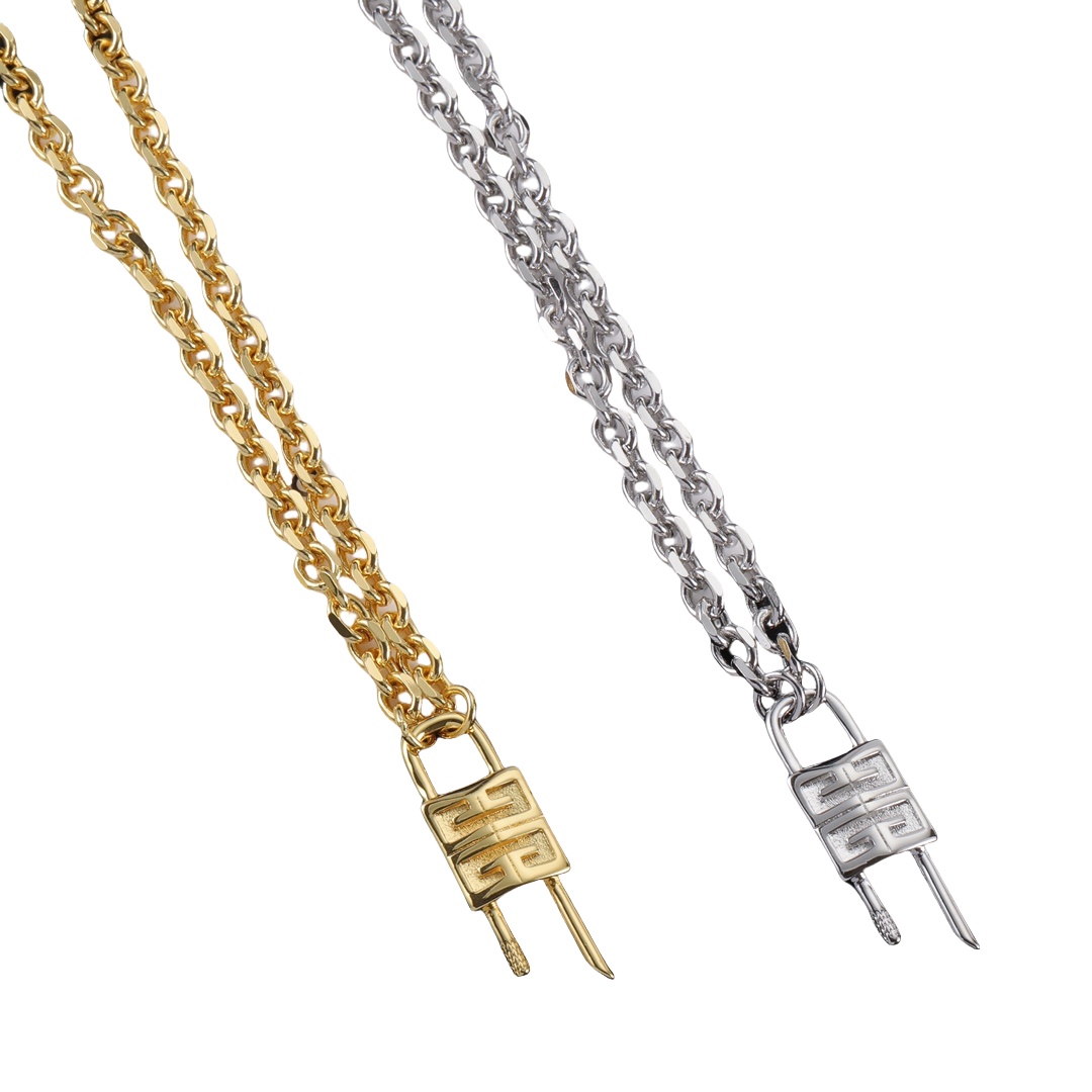 GVN001 Gold Mini Lock necklace in metal - ccjewelryacc