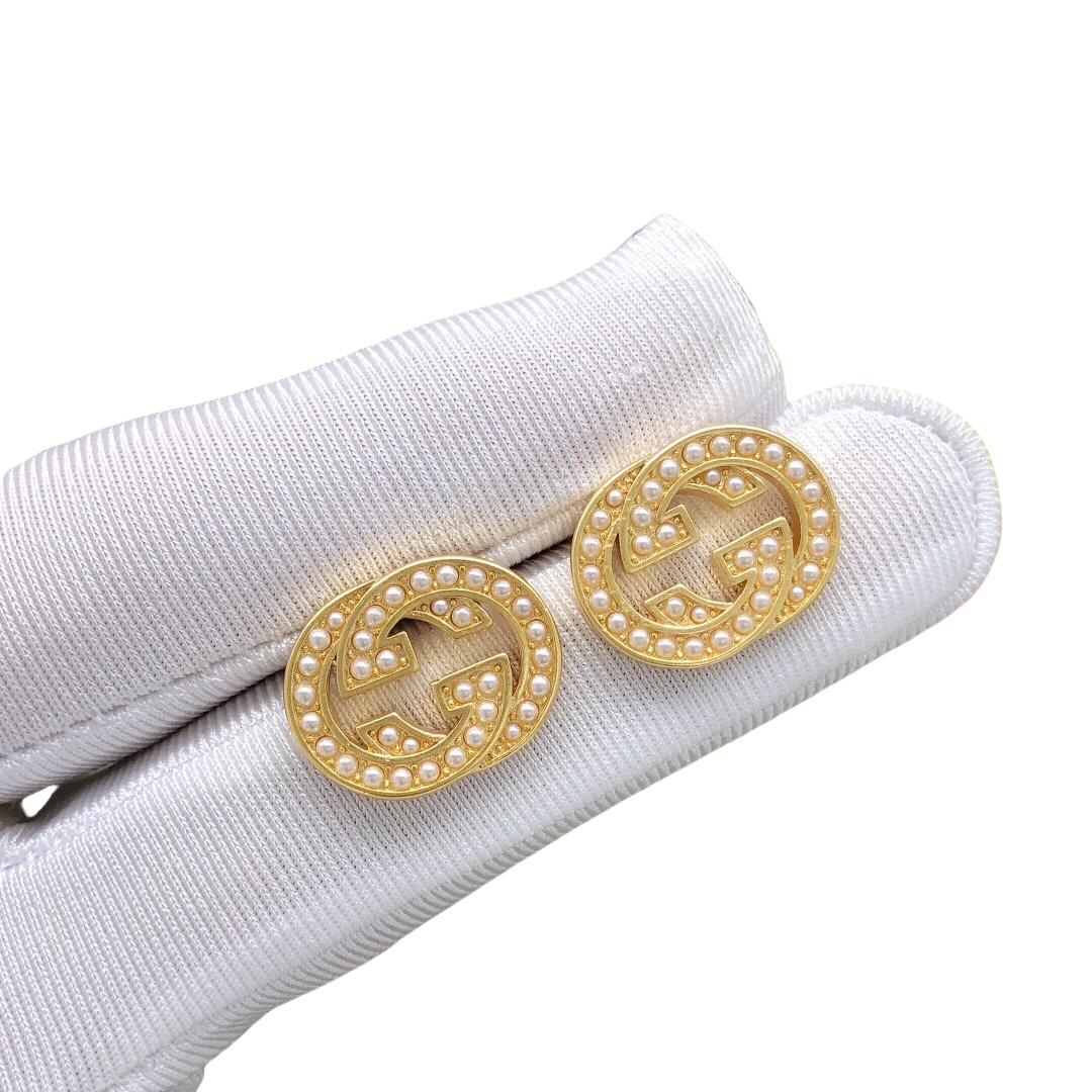 GGE116 Interlocking g pearl earrings - ccjewelryacc