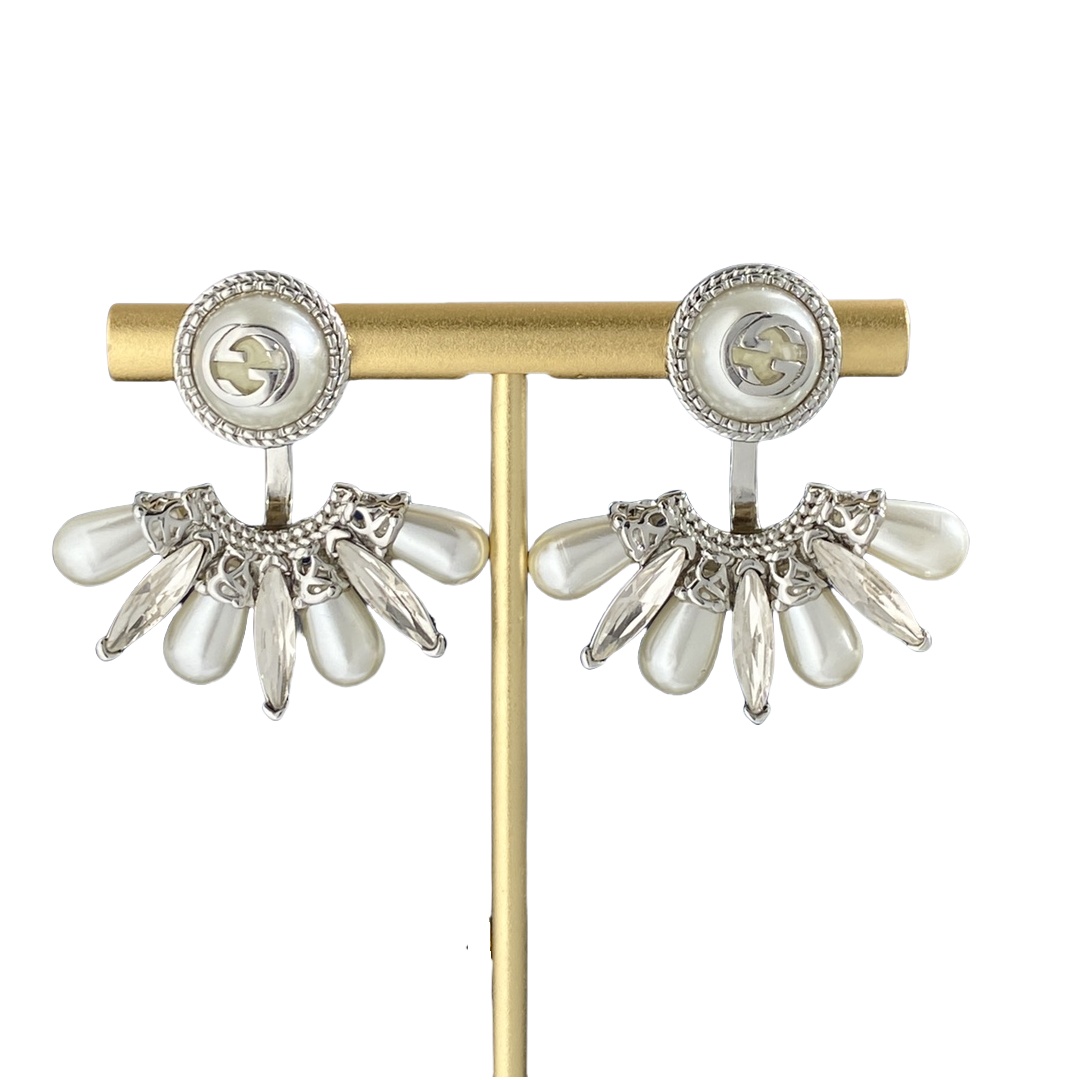 GGE040 GG Fan shape stud earring with diamond - ccjewelryacc