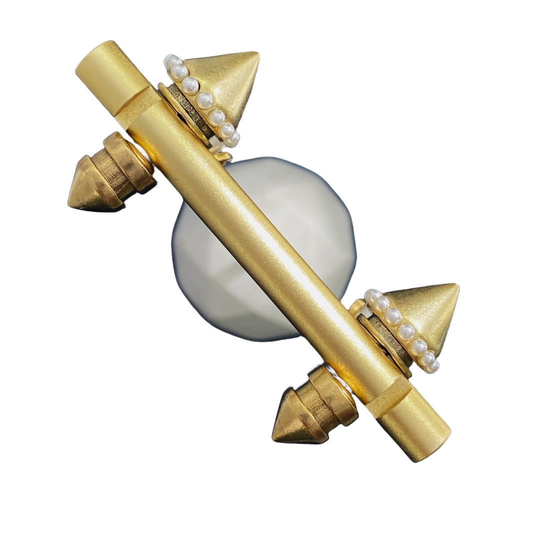 GGE093 GG awl Drop earring in metal and pearl - ccjewelryacc