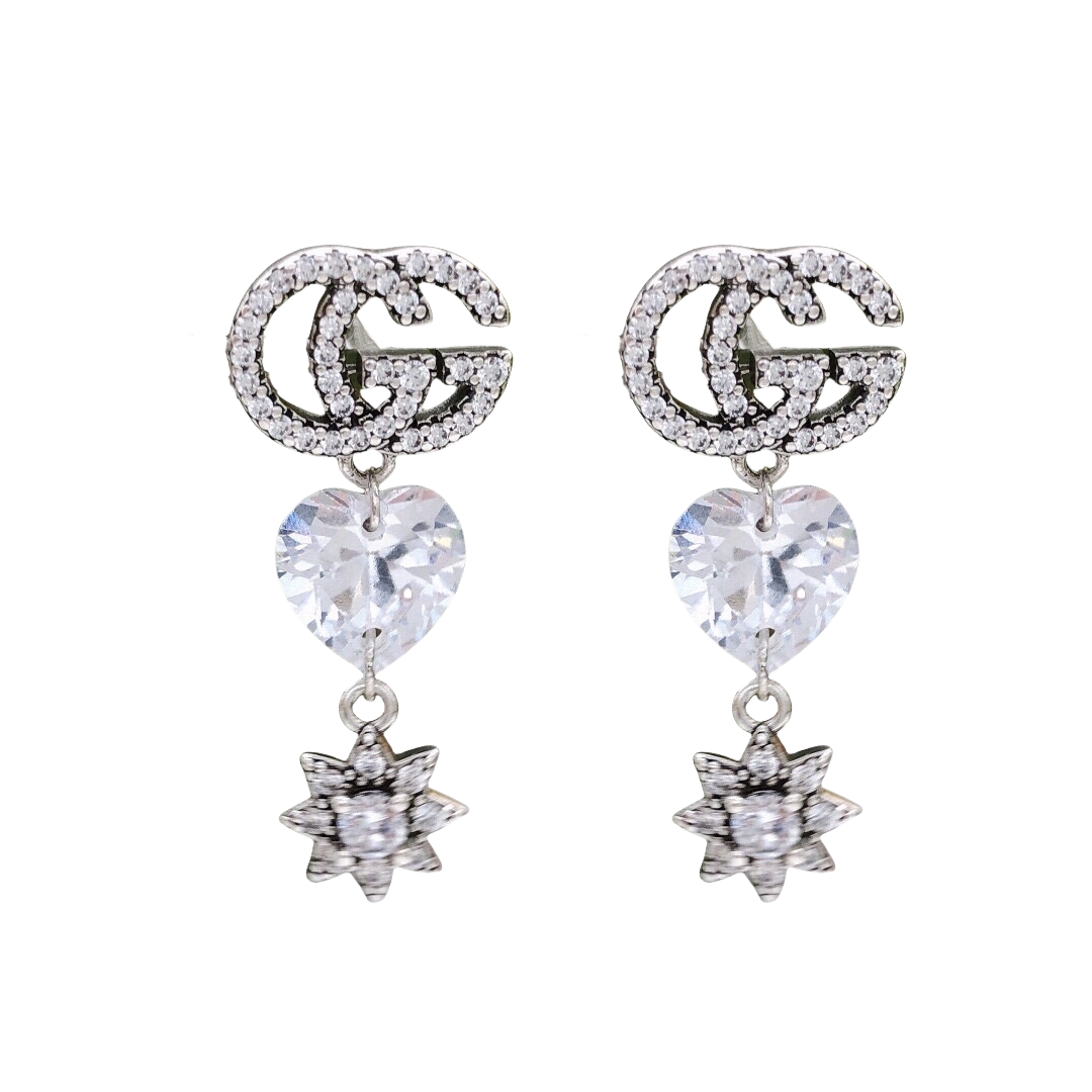 GGE114 Full crystal GG Star drop earring - ccjewelryacc