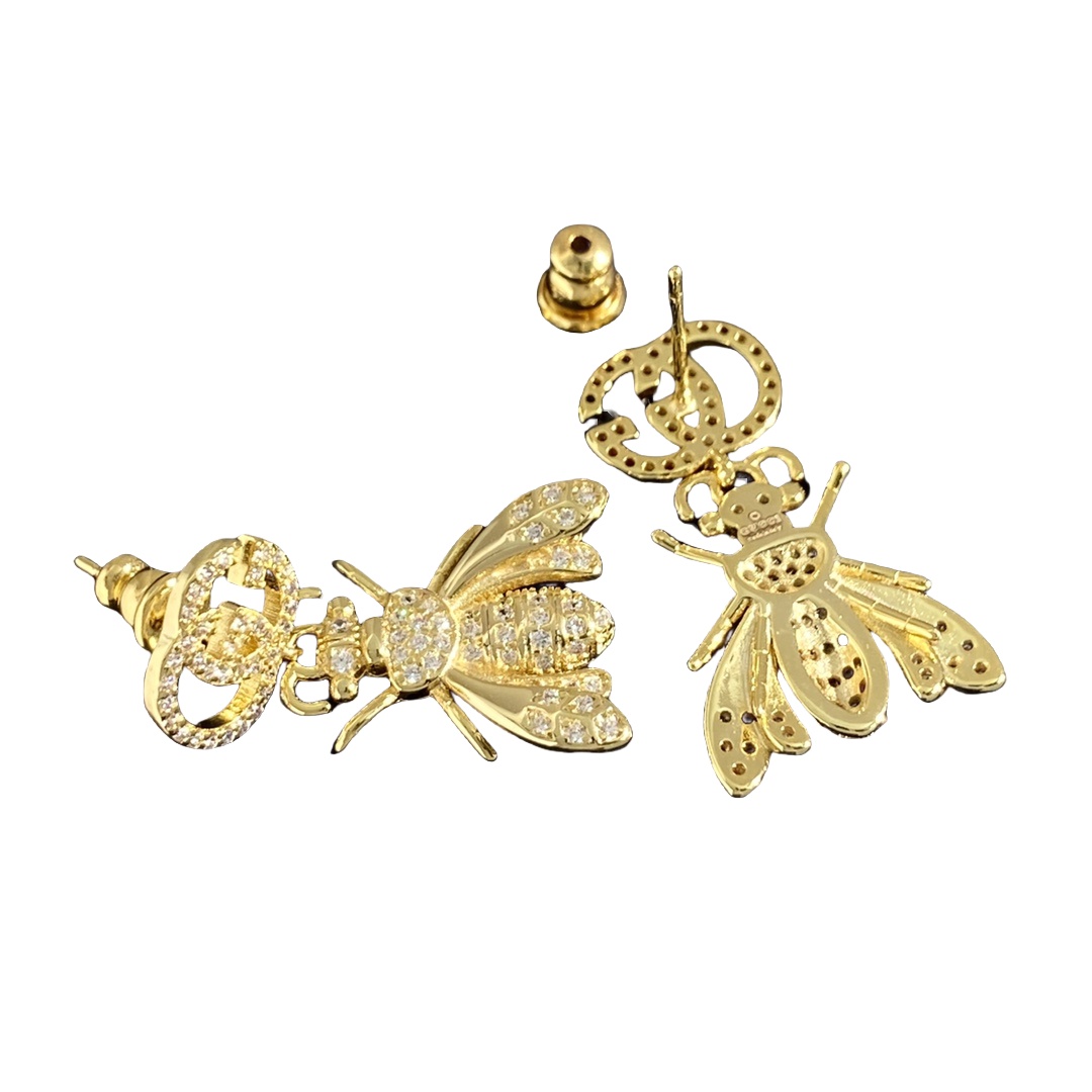 GGE108 GG Bee earring in metal and crystal - ccjewelryacc