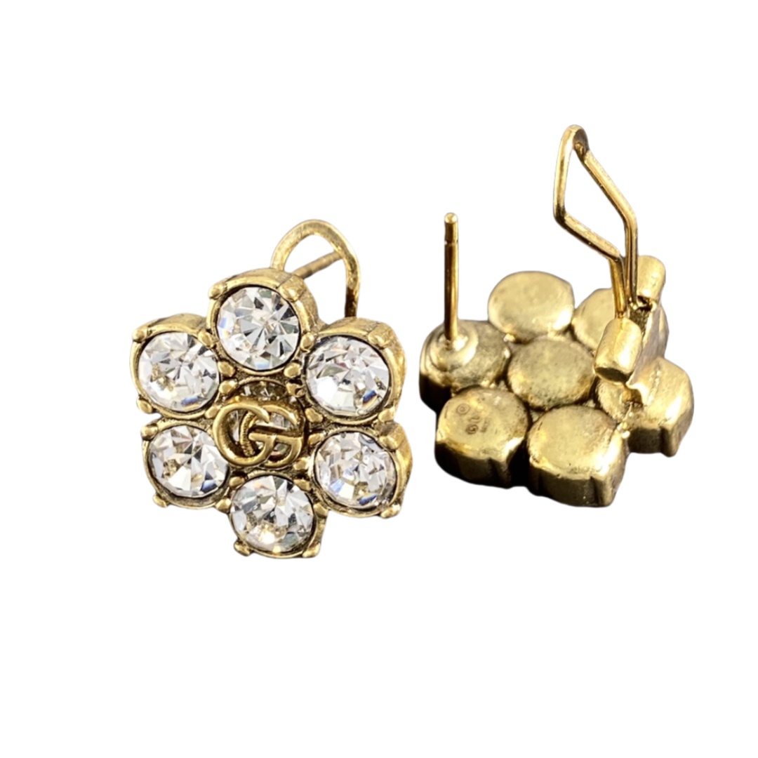 GGE105 GG 6 diamond flower earring clip - ccjewelryacc