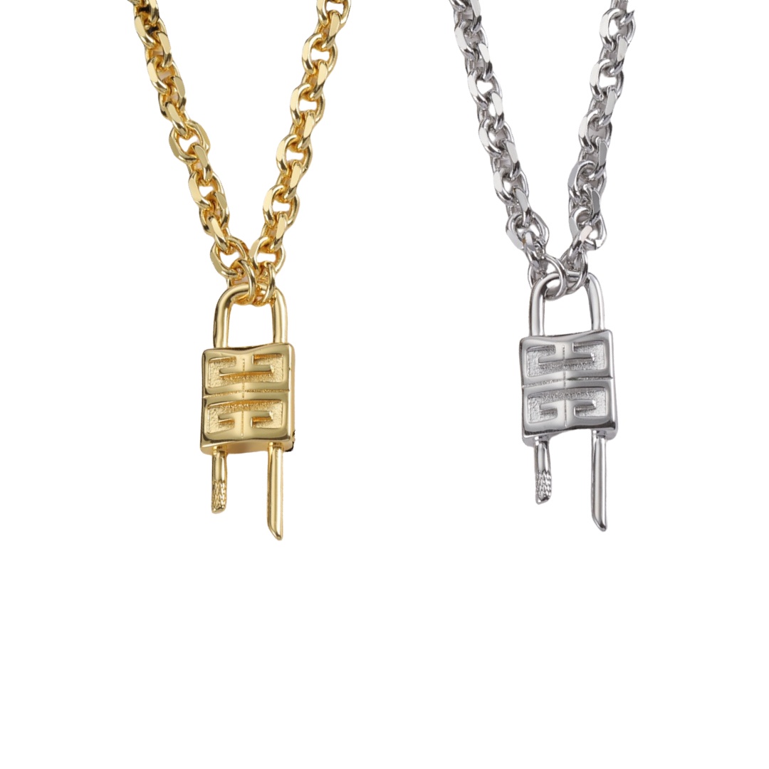 GVN001 Gold Mini Lock necklace in metal - ccjewelryacc