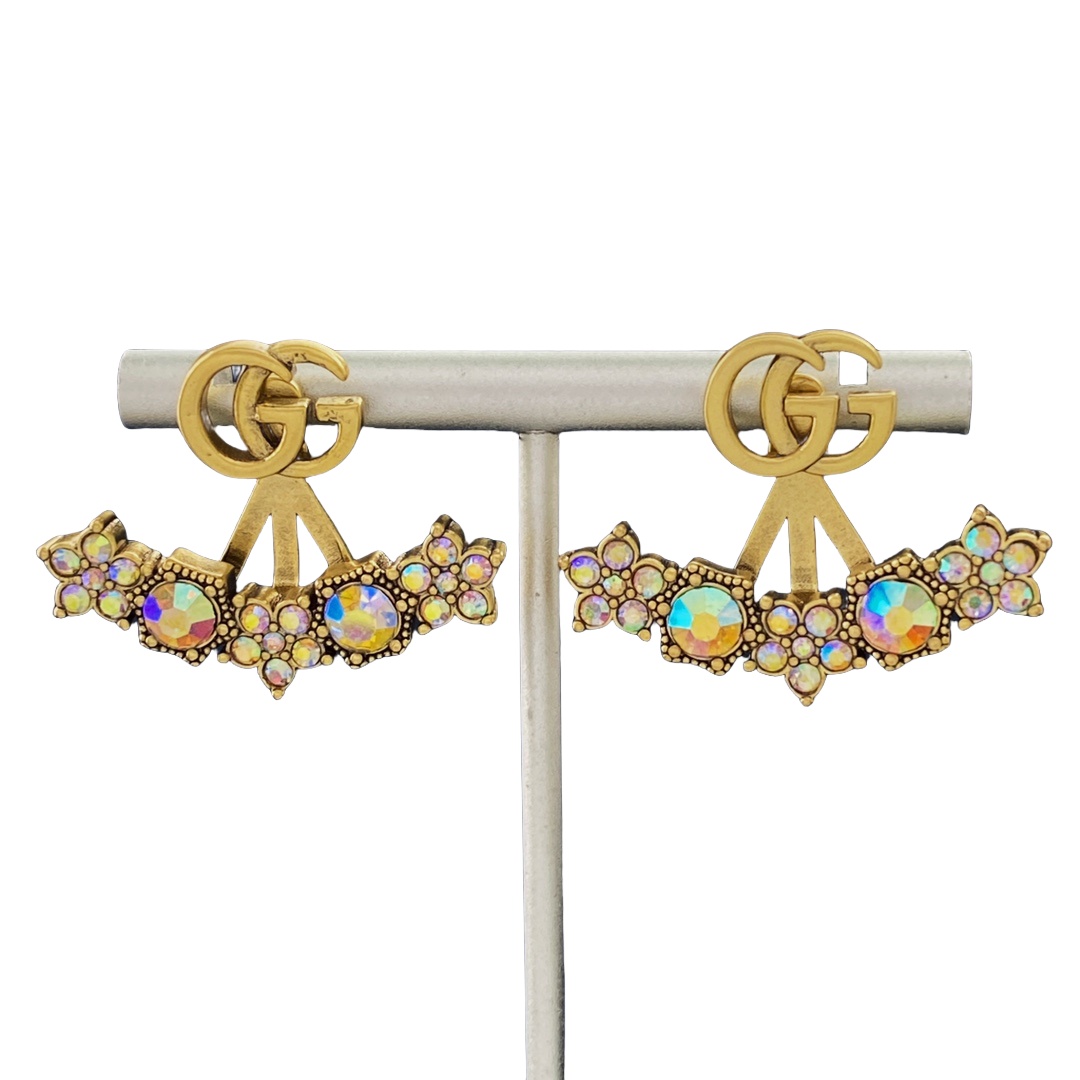 GGE117 Colorful crystal fan GG stud earring - ccjewelryacc