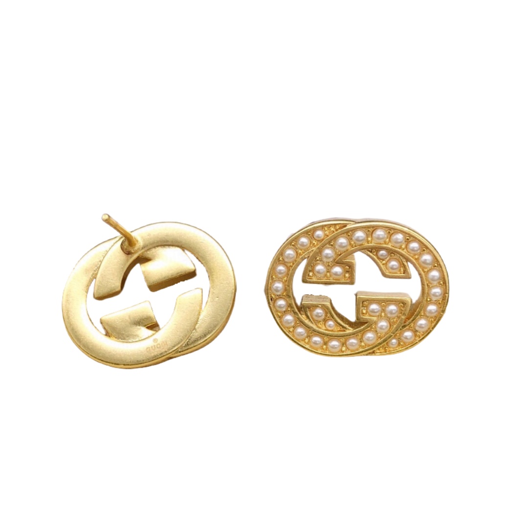 GGE116 Interlocking g pearl earrings - ccjewelryacc