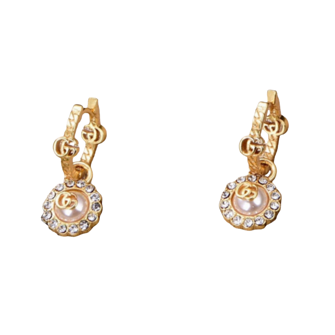 GGE035 GG Logo stud earring in metal and crystal - ccjewelryacc