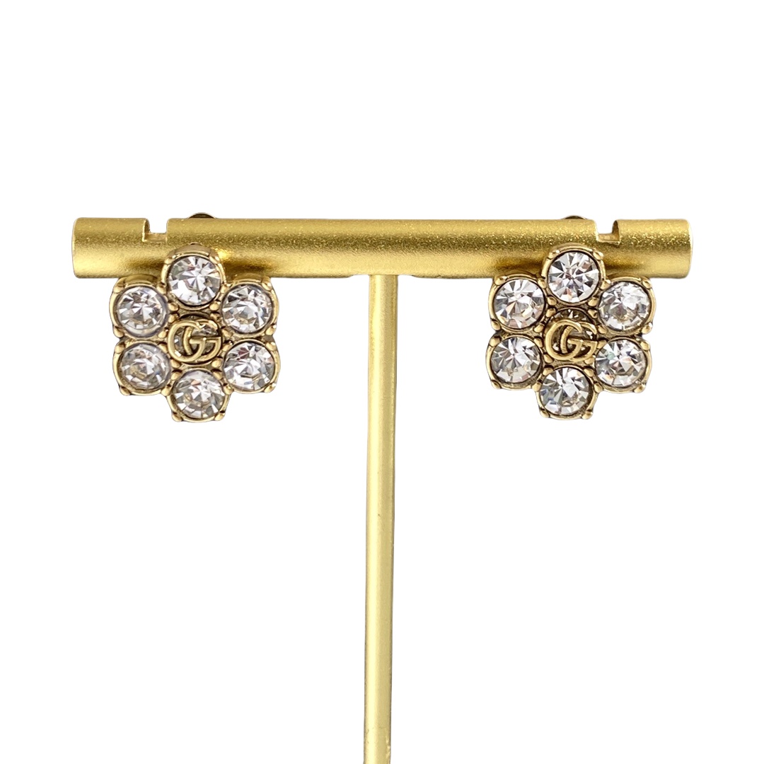 GGE105 GG 6 diamond flower earring clip - ccjewelryacc