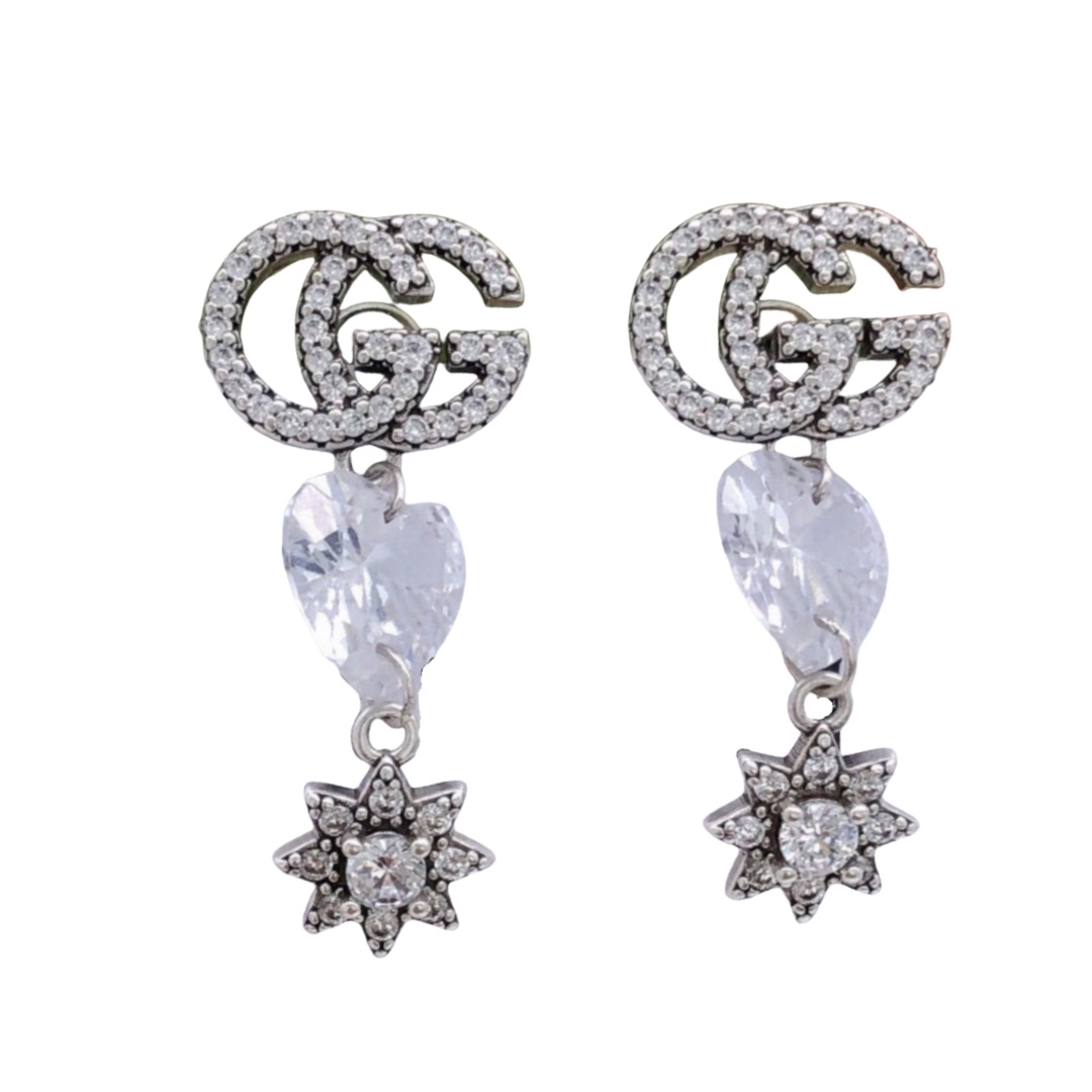 GGE114 Full crystal GG Star drop earring - ccjewelryacc