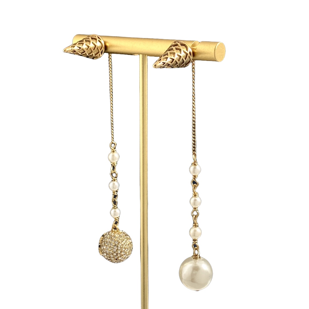 GGE098 A/B style GG ice cream and pearl fringe earring - ccjewelryacc