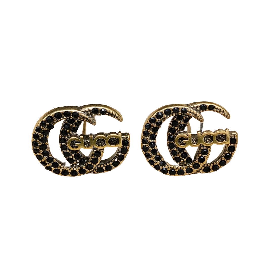 GGE134 Full crystal GG logo stud earring - ccjewelryacc