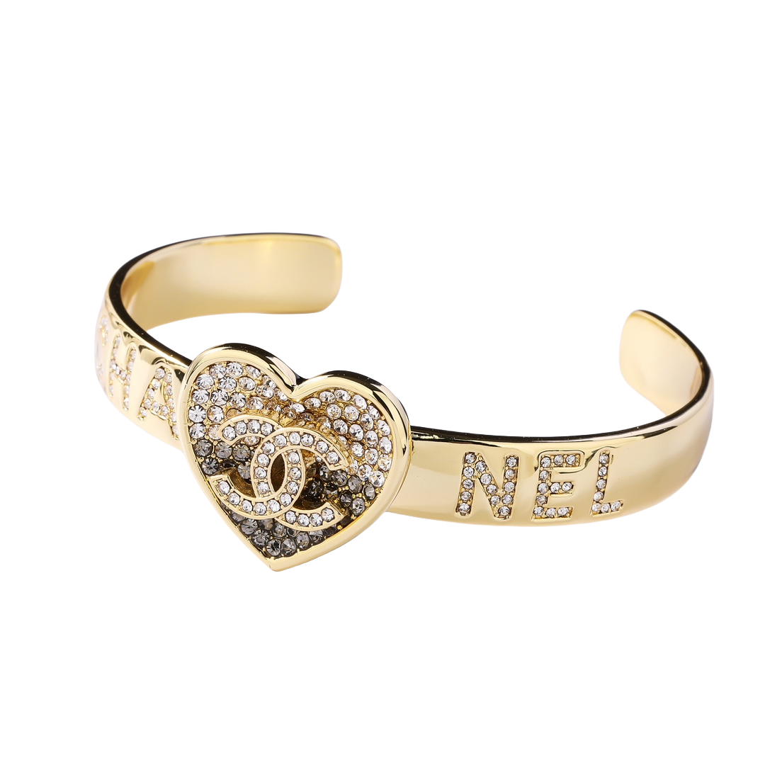 CCS032 Crystal Heart CC Bracelet cuff - ccjewelryacc