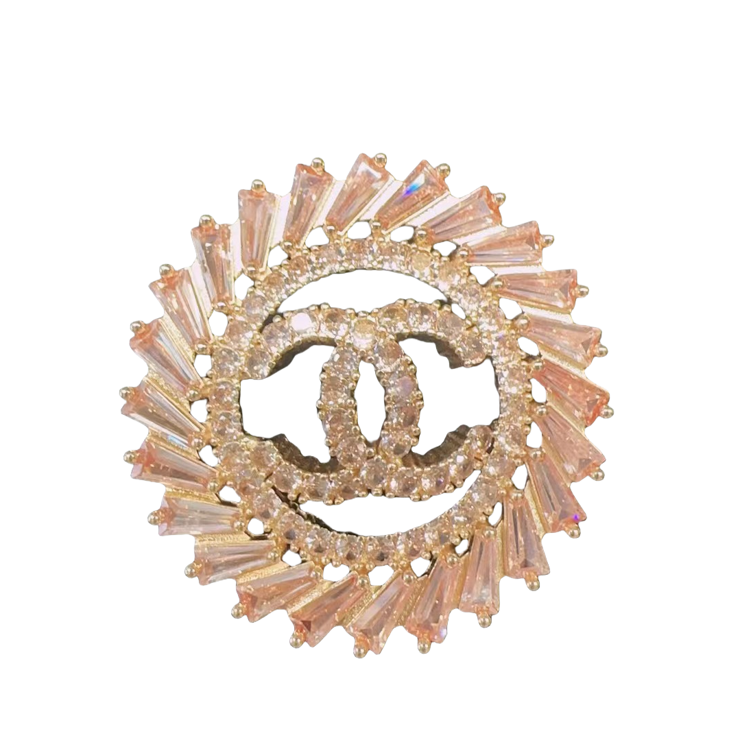 BCB097 Round Sparkling CC Brooch - ccjewelryacc