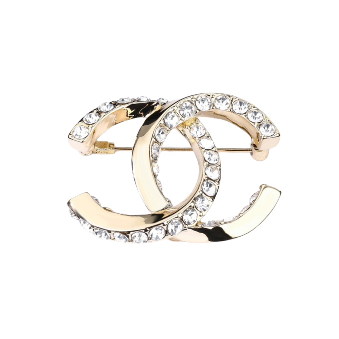 BCB091 Twisty metal CC Brooch pin with rhinestone - ccjewelryacc