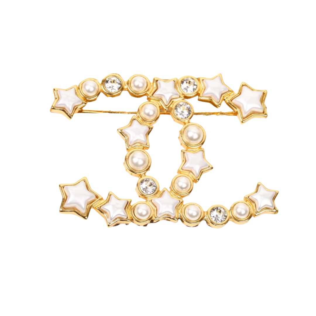 BCB233 24C stars CC brooch - ccjewelryacc