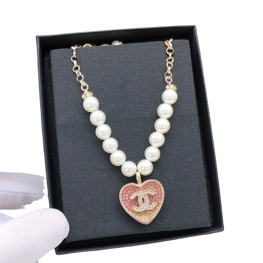 CCN009 CC Pink Heart Necklace earring bracelet collection - ccjewelryacc