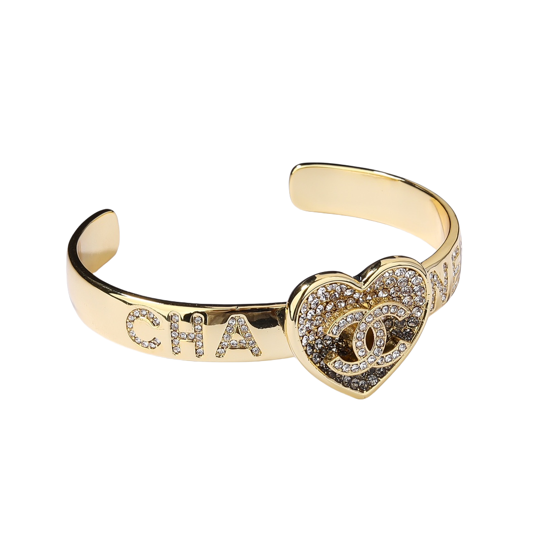 CCS032 Crystal Heart CC Bracelet cuff - ccjewelryacc