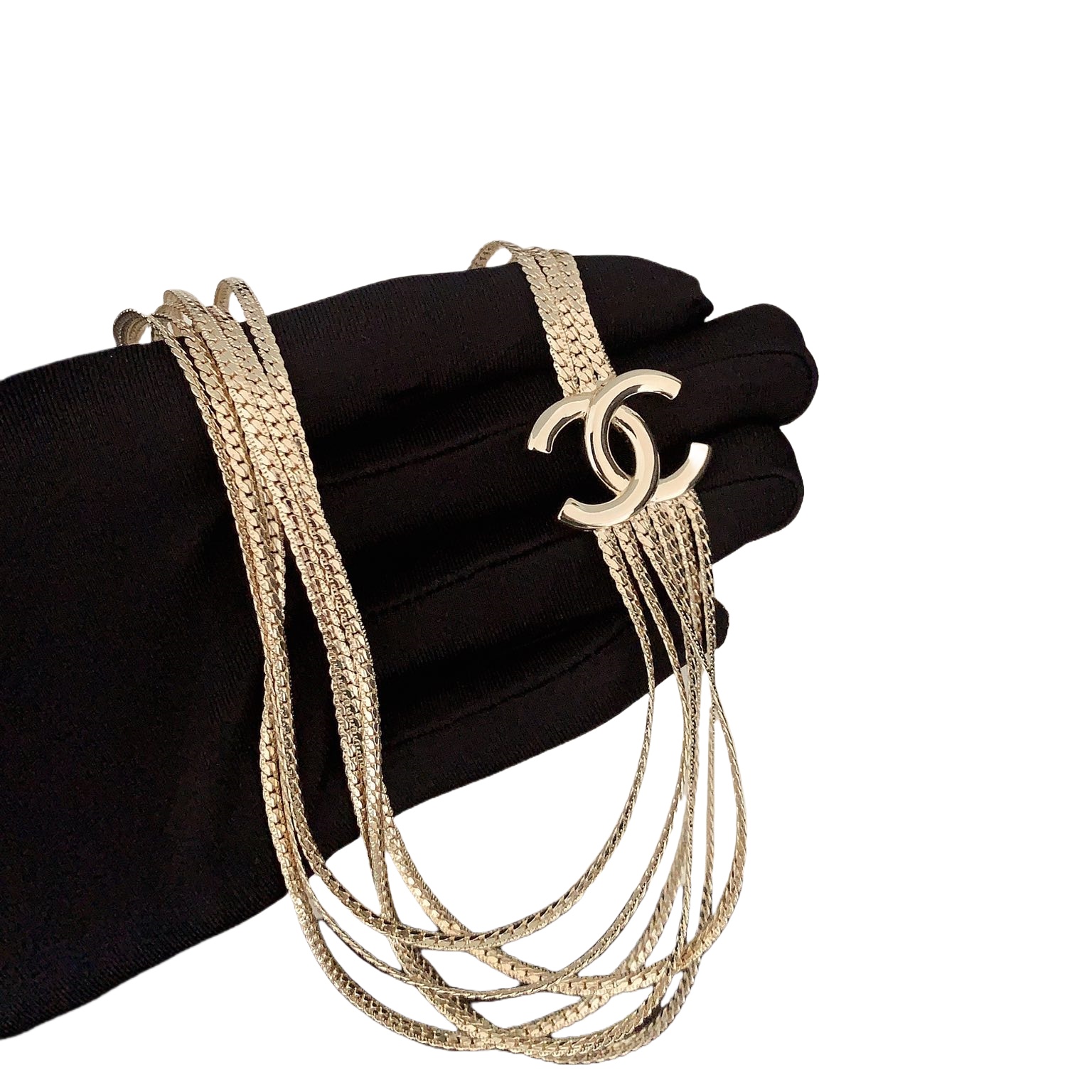 CCN561 Metal multilayer snake chain with  CC logo necklace - ccjewelryacc