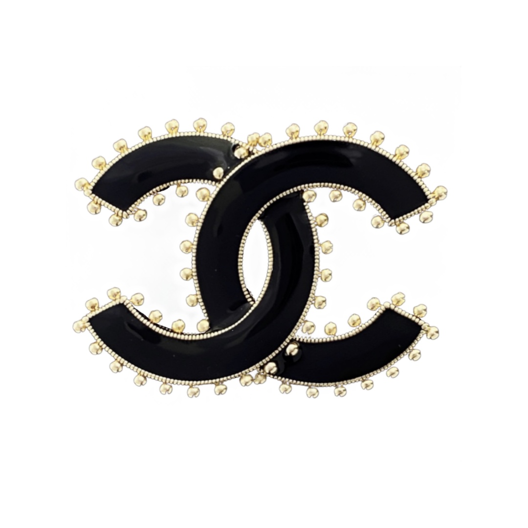 BCB087 Black enamel CC brooch - ccjewelryacc