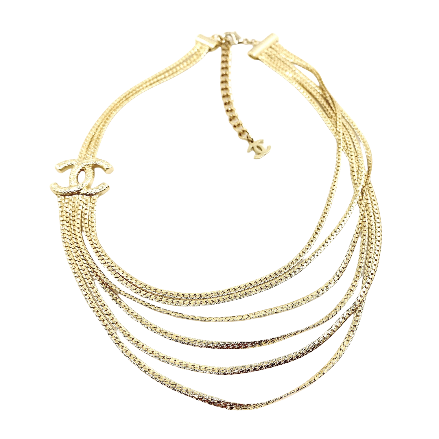 CCN561 Metal multilayer snake chain with  CC logo necklace - ccjewelryacc