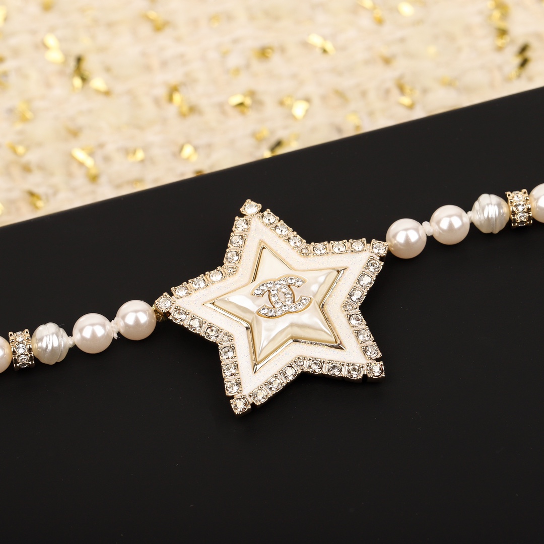 CCN566 24A Metiers d'Art collection Star pearl cc choker necklace - ccjewelryacc