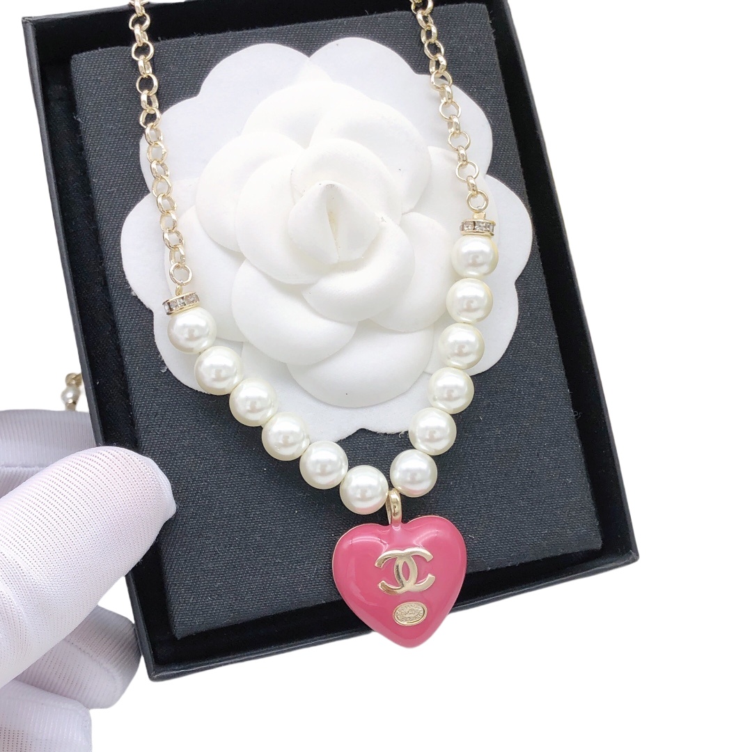 CCN009 CC Pink Heart Necklace earring bracelet collection - ccjewelryacc