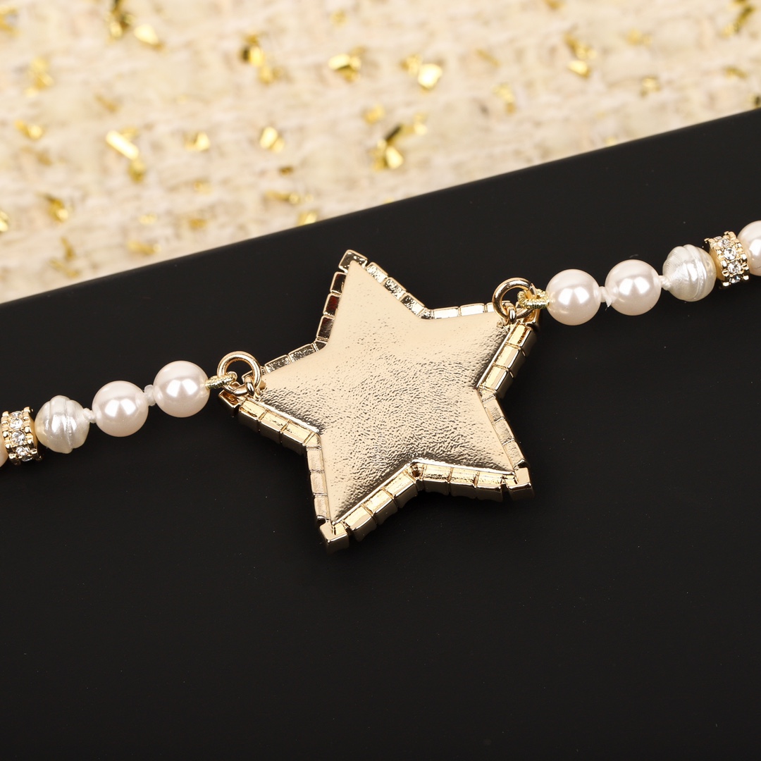 CCN566 24A Metiers d'Art collection Star pearl cc choker necklace - ccjewelryacc