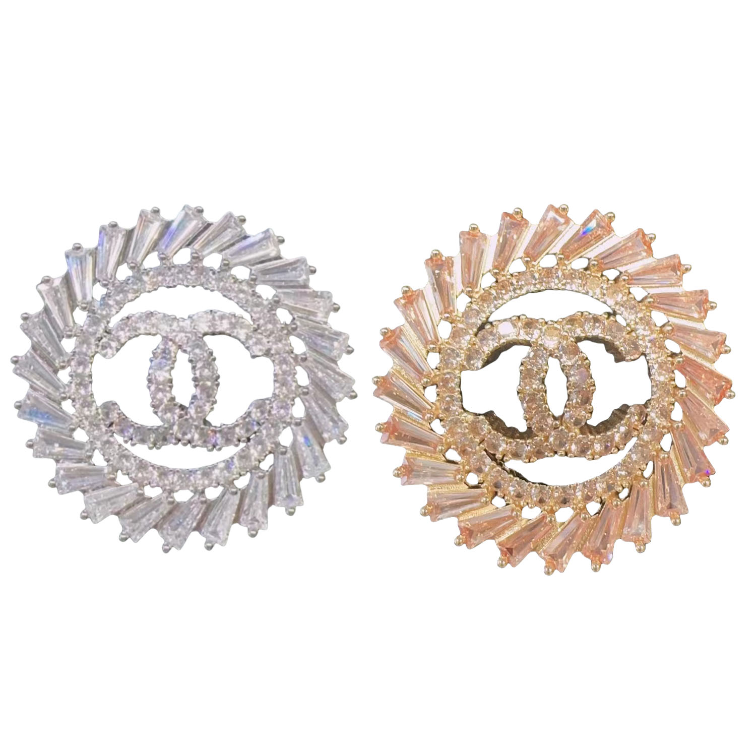 BCB097 Round Sparkling CC Brooch - ccjewelryacc