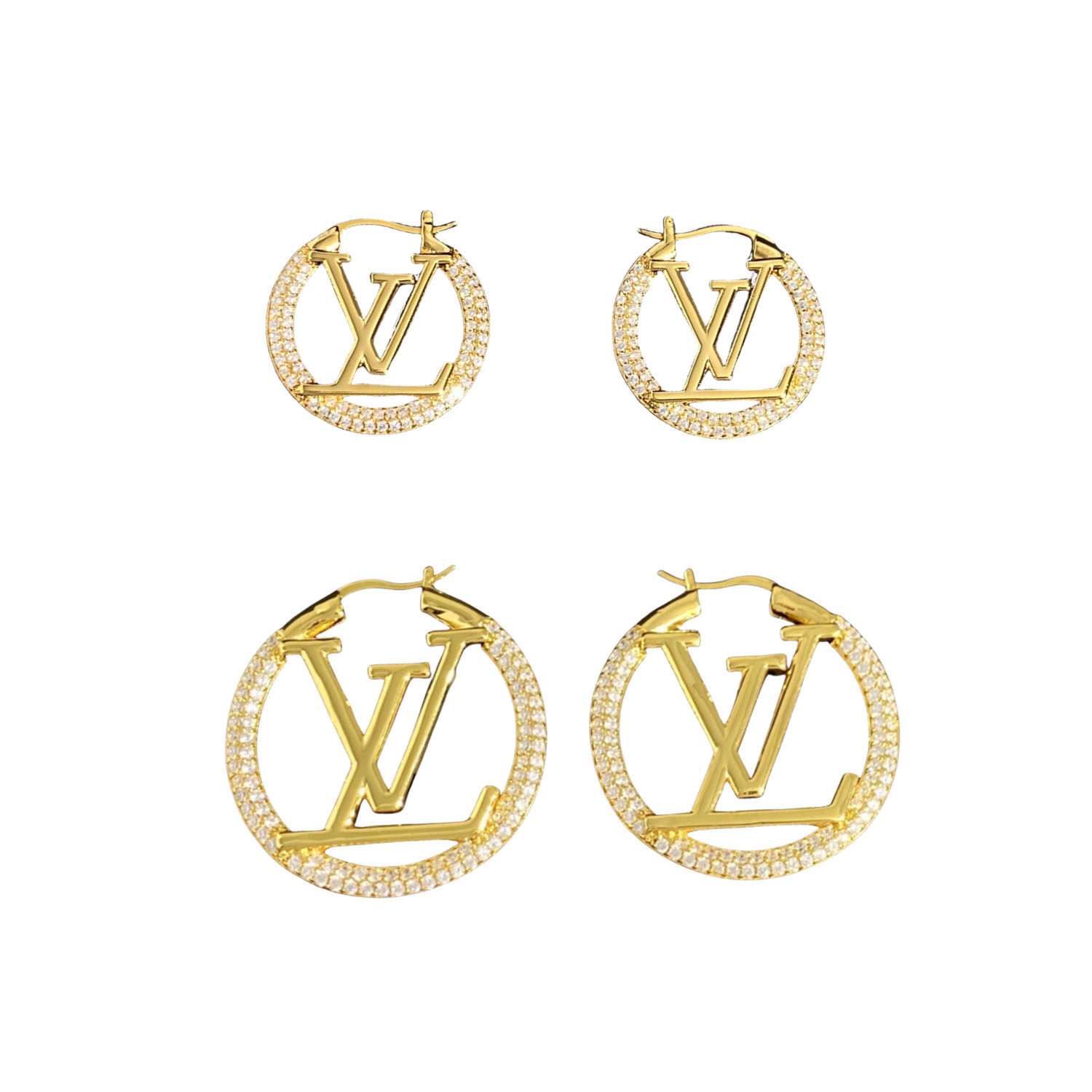 LVE007 Round hoop earrings in metal and crystal small/large - ccfashionjewelry