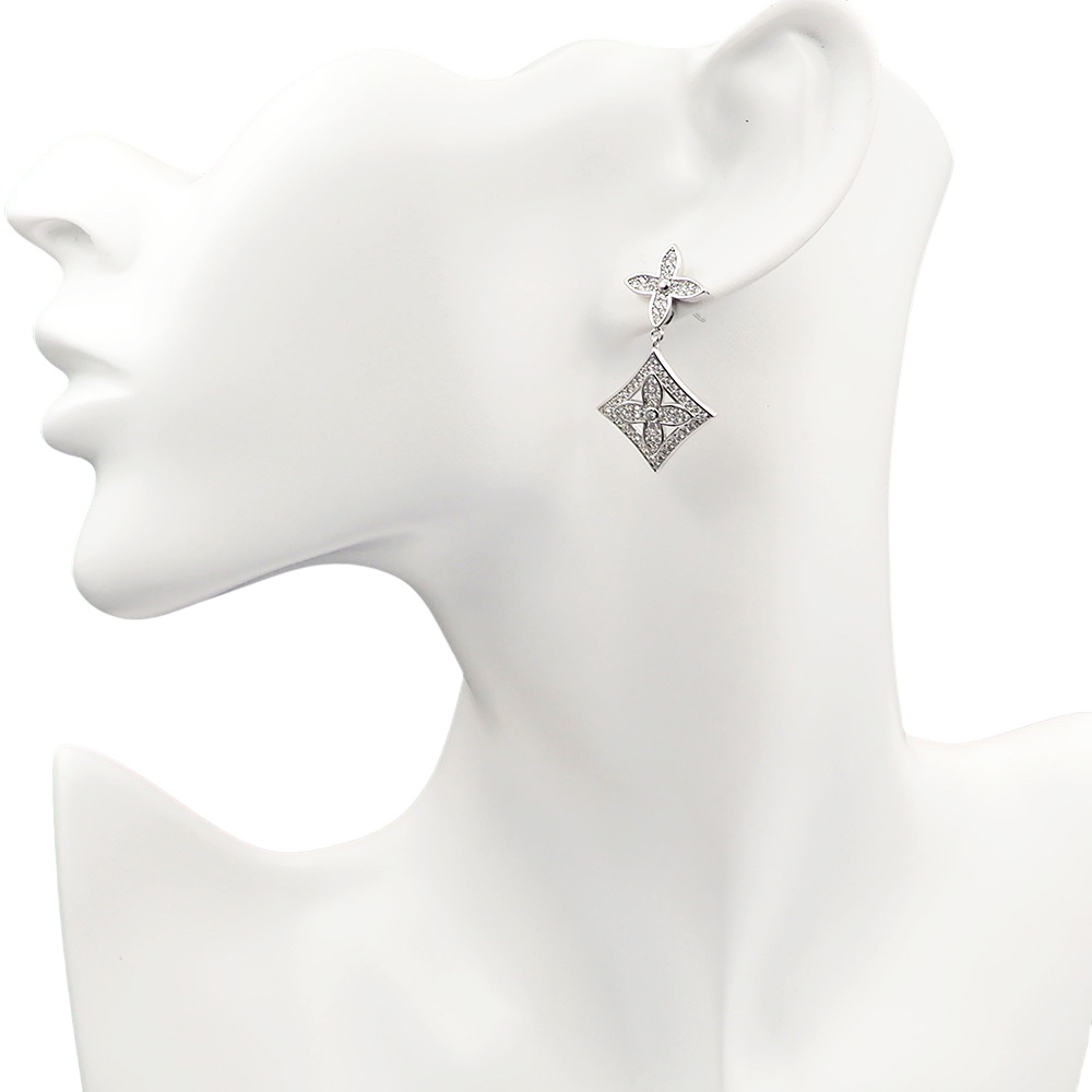 LVE055 Full crystal lv blossom stud earrings - ccjewelryacc