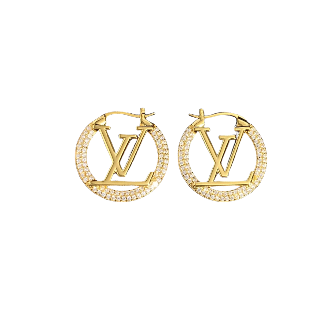 LVE007 Round hoop earrings in metal and crystal small/large - ccjewelryacc