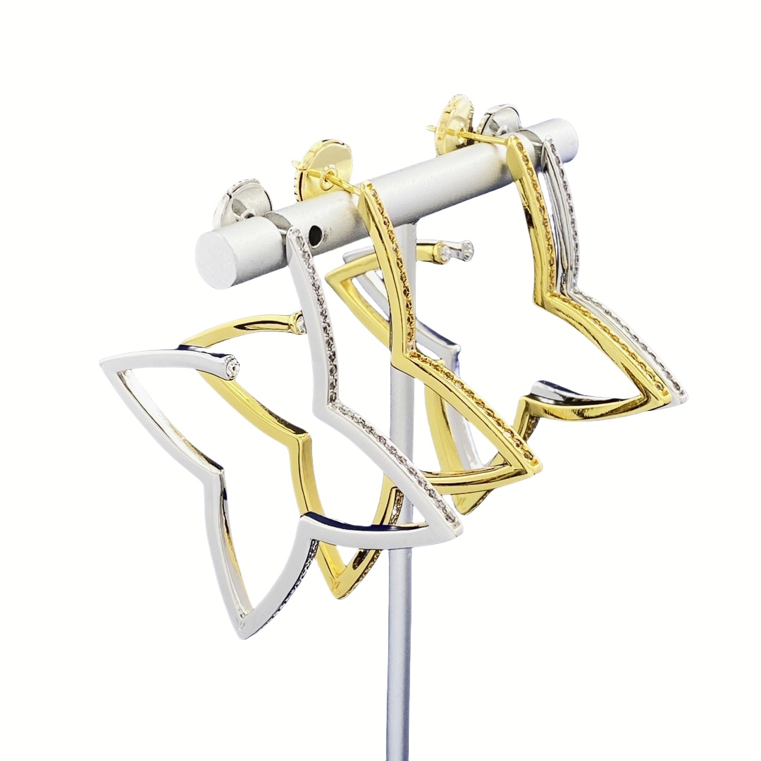 LVE049 Vuitton Ombre Blossom XL Hoops earring in metal - ccfashionjewelry