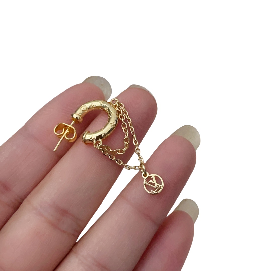 LVE009 Vuitton Nanogram Hoop Earrings Metal Mini - ccjewelryacc