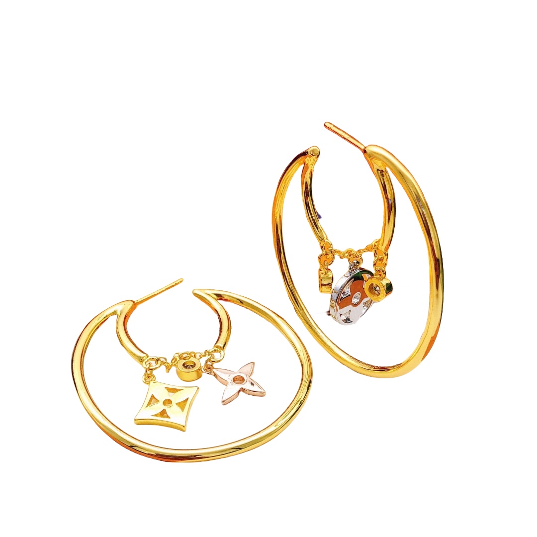 LVE037 gold VL hoop earrings - ccjewelryacc