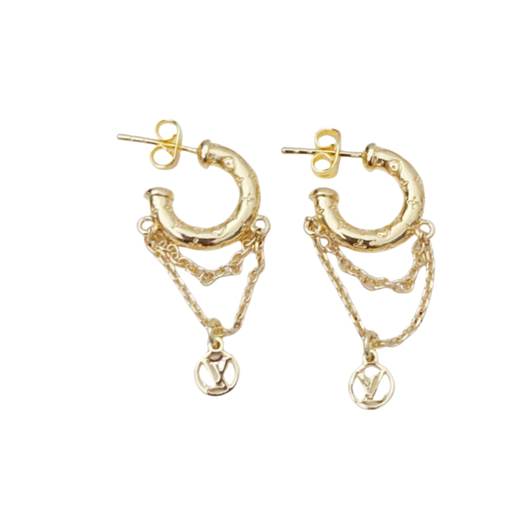 LVE009 Vuitton Nanogram Hoop Earrings Metal Mini - ccjewelryacc