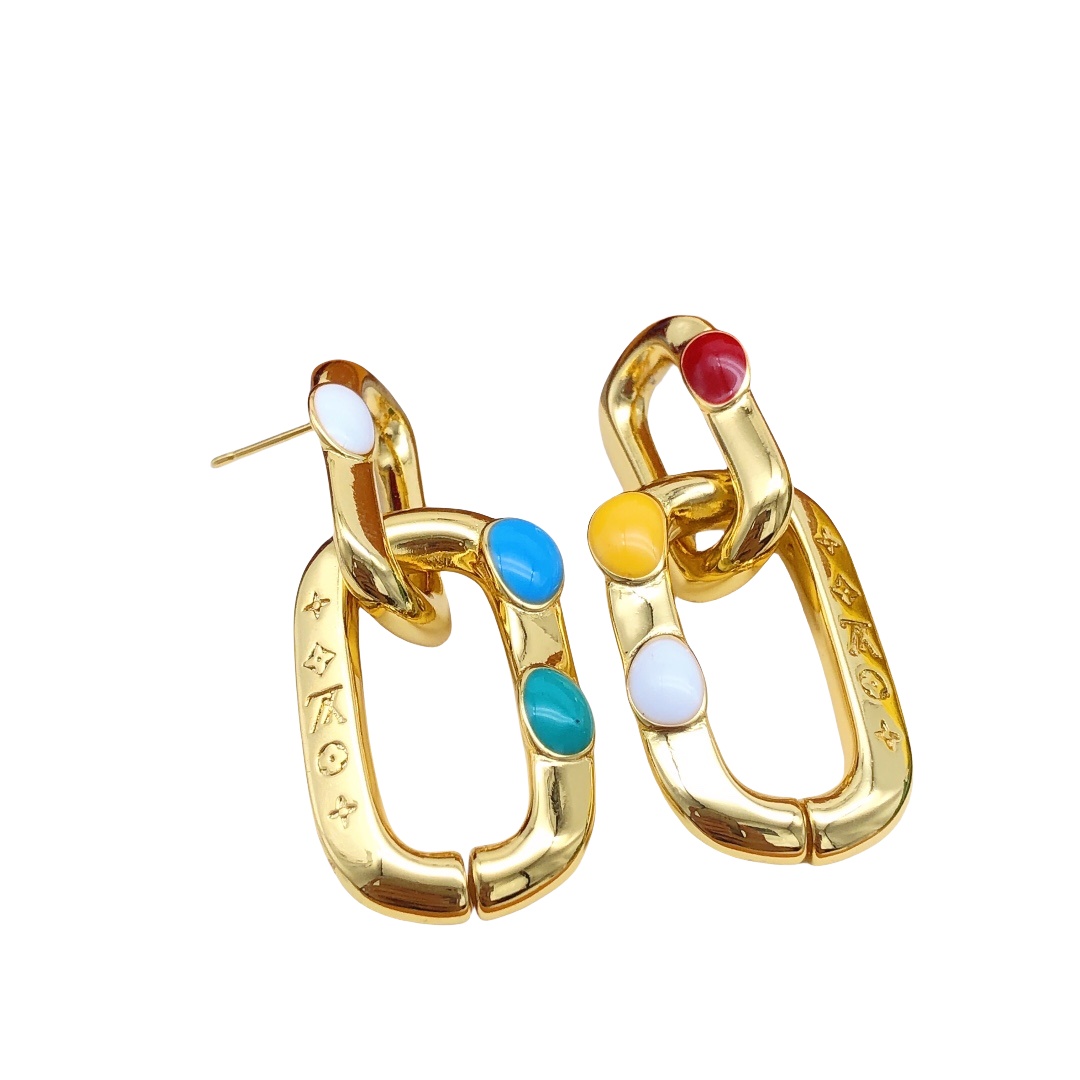 LVE051 Vuitton VL Edge Painted Dots Earrings - ccjewelryacc